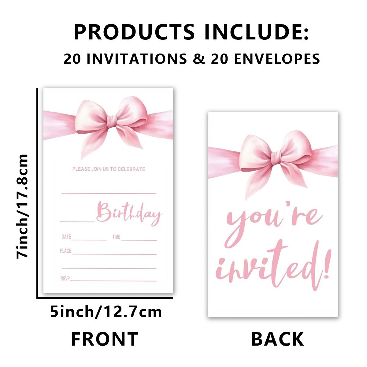 TEMU 20 pièces, Cartes d'invitation d'anniversaire, 20 cartes d'invitation d'anniversaire avec enveloppes, Invitations de fête d'anniversaire,