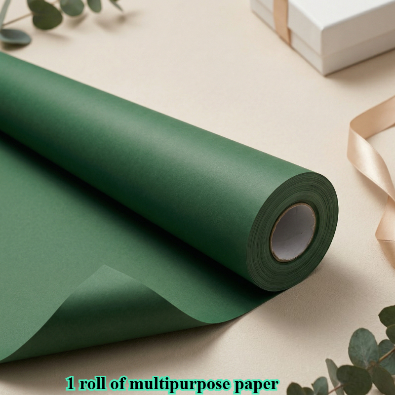 TEMU 1 Rouleau de Papier Polyvalent Vert Forêt 45cmx1015cm 17.7inx399.61in Papier Cadeau de Couleur Unie pour Emballage de Cadeaux de Noël,