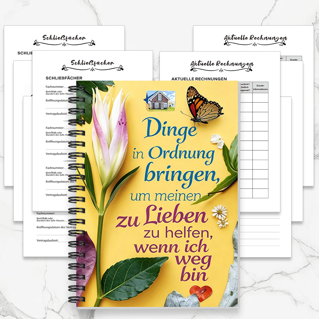 TEMU 1pc Composition Notebook, German Version, Detailed Record Of Assets, Wishes, And Account Information, Organizing Estate , Planning For Family's