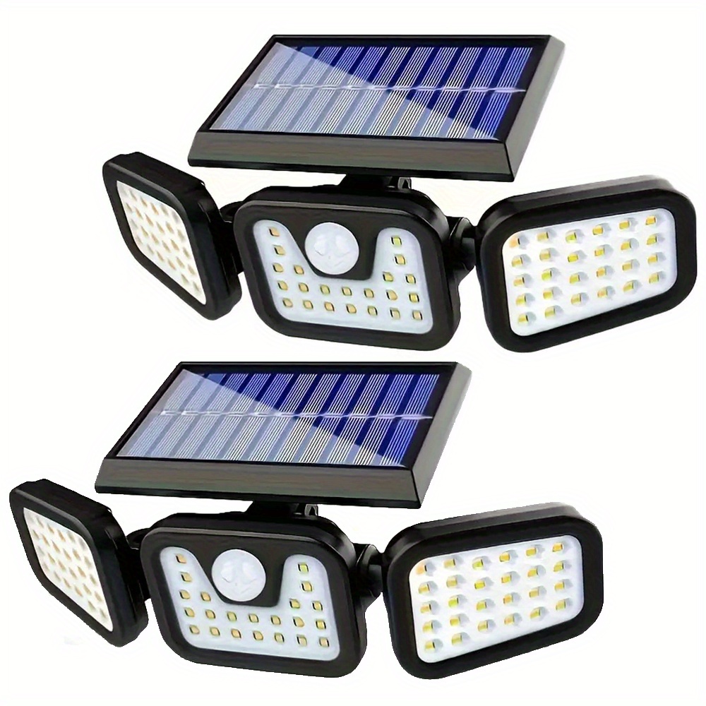 TEMU 1/2/4pcs Solar Outdoor Lights, 74leds 2000lm Motion Detector Outdoor Lights Solar Powered Lights, Security Flood Lights, 270° Wide Angle Wall