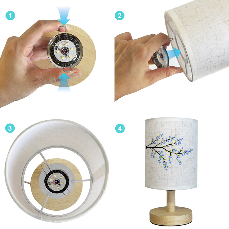 Fabric Desk Lamp, USB Powered Nightstand Light for Bedrooms