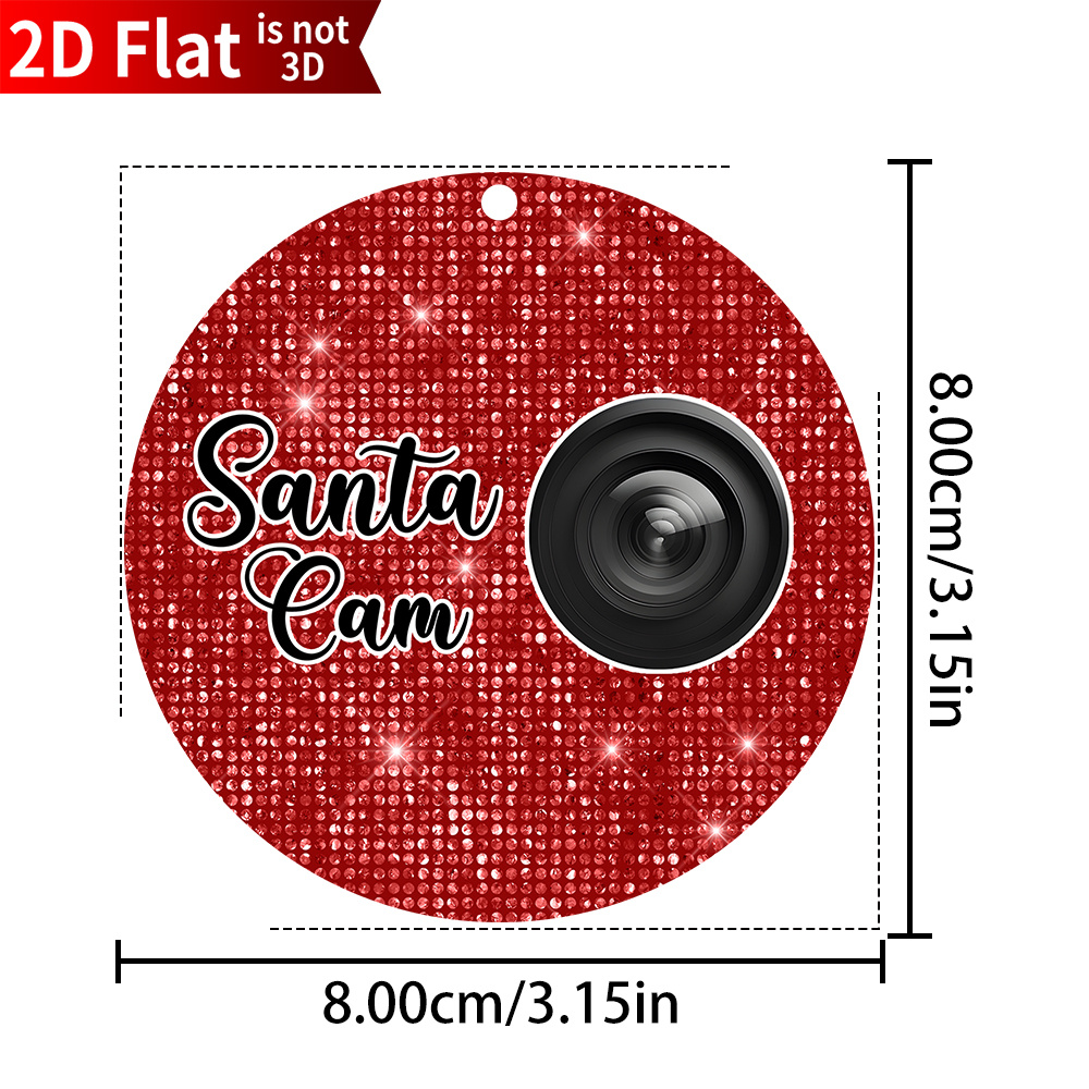 TEMU 2d Flat - 2d Plane, Santa Claus Camera Christmas Ornament - With "santa Claus Camera" Text, Suitable For Christmas Trees, Doors, Parties -