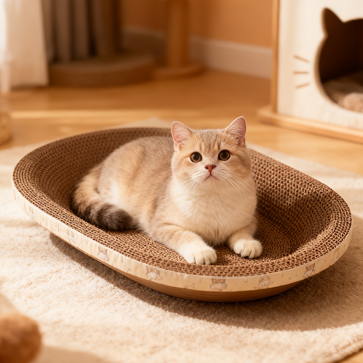 TEMU Extra-large Cat Scratching Board, Combining Scratching And Resting Functions, Pet Bed, With To Protect , Suitable For Kittens, Medium-sized And
