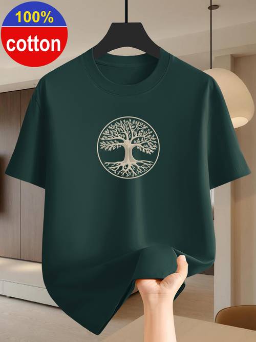 camiseta de manga corta para hombre 100% algodón, estampado de del dinero - y dorado, transpirable para uso y formal, cuello casual, tela de algodón puro, ideal para jóvenes profesionales