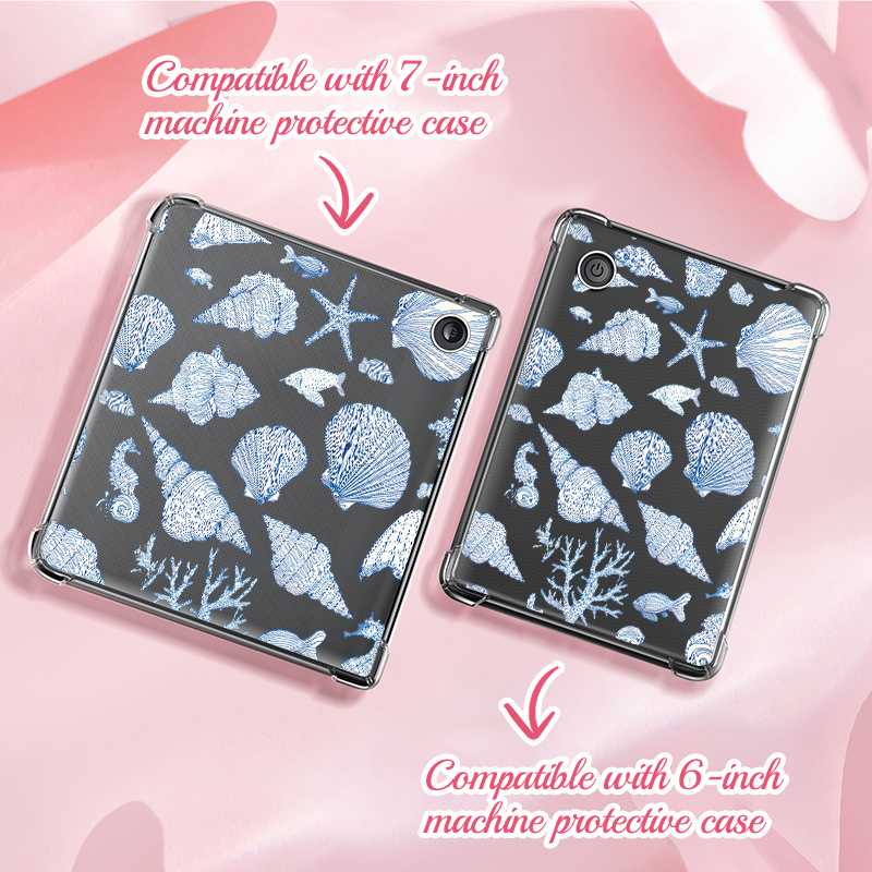TEMU Capa Protetora 2E 2022 & Libra Colour 2024, Design com -do-Mar e Conchas - TPU e Leve, Compatível com E-Readers de 6" e 7", Presente Estiloso