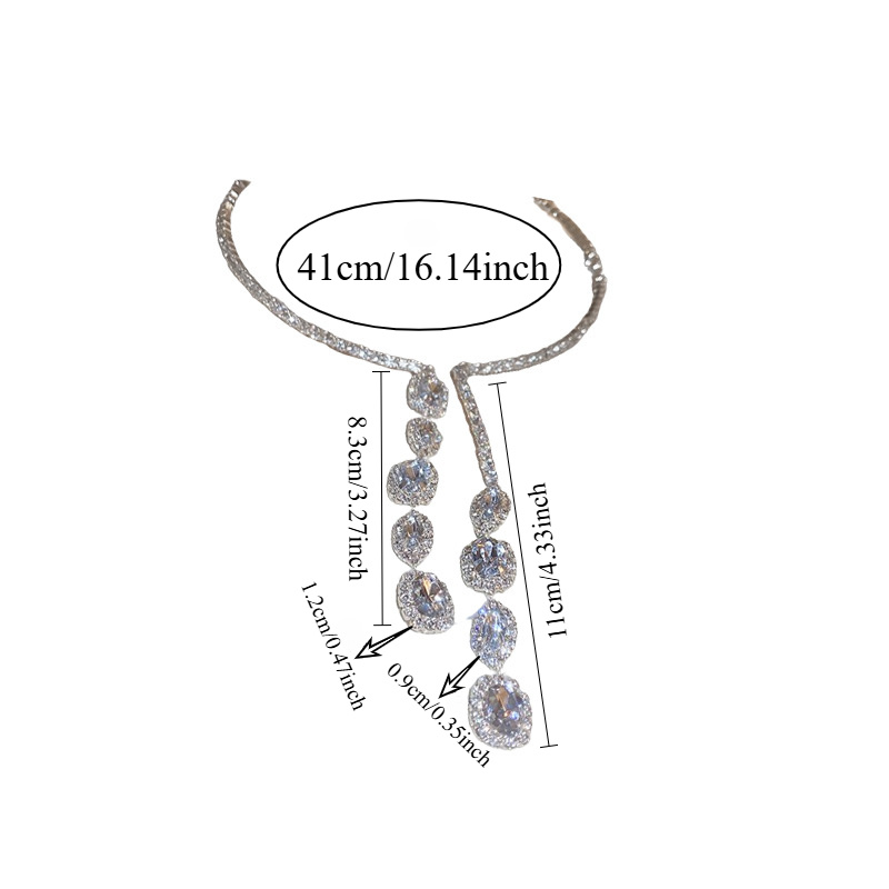 Luxury Bling-bling Teardrop Necklace, Party Accessory