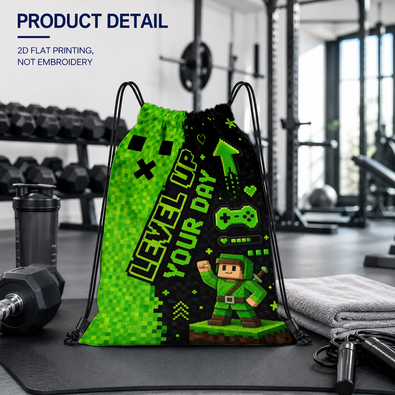 TEMU Sac à dos 1 motif de de jeu pixelisé, en durable avec impression 2D à plat, pliable, léger et portable, doté d'un design de grande capacité,