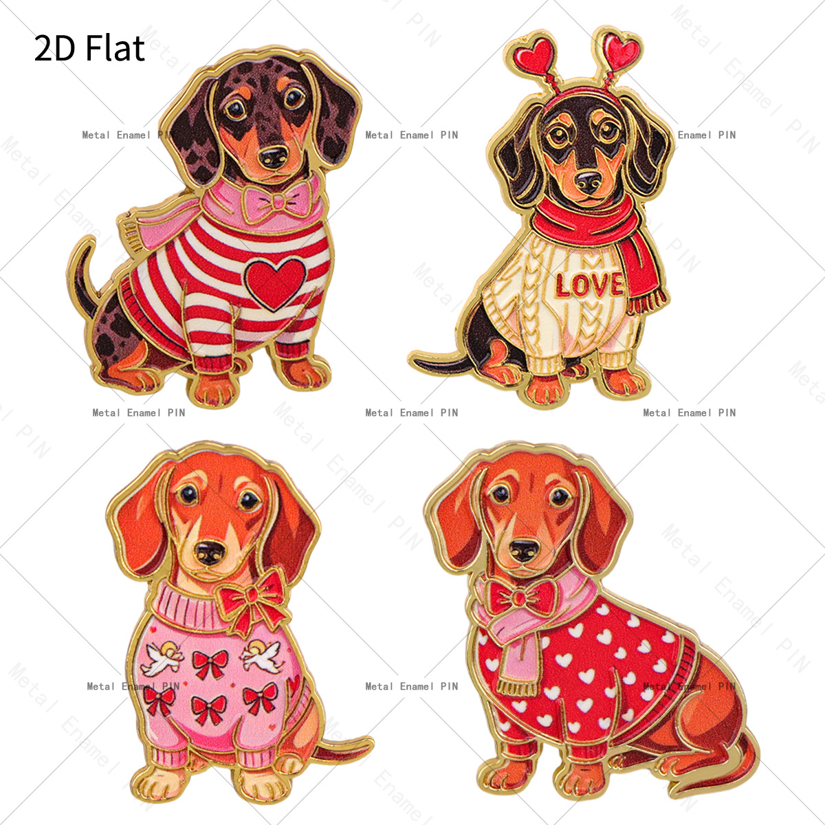 TEMU 2d Flat, 2d Flat 4pcs/set Cute Dog Lapel Enamel Pins And Brooches Badge Pins For Backpacks Bags Backpack Cool Decoration Friend For Gifts Men