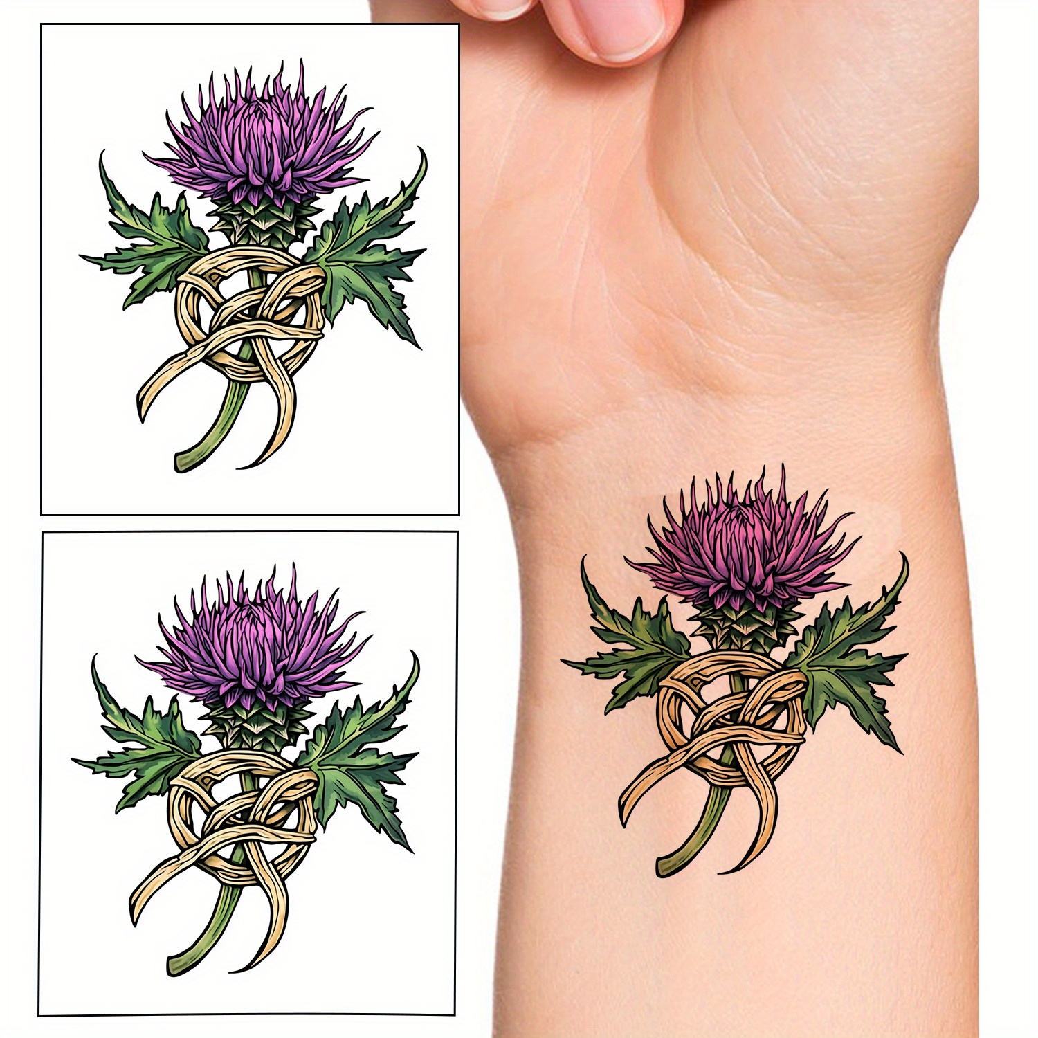 Set Of 4 Scotland Thistle Temporary Tattoo Waterproof Scottish Rugby Six Nations - Foto 7