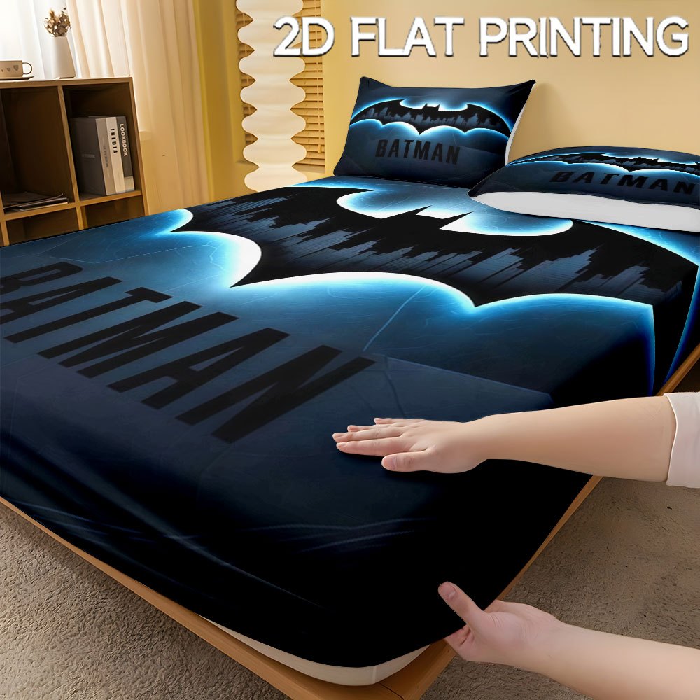TEMU 1pc Of Batman-themed Fitted Sheet, Featuring 2d Flat Printing, Perfect For Stylish And Adorable Bedroom Decor. Soft, Comfortable, And Durable,