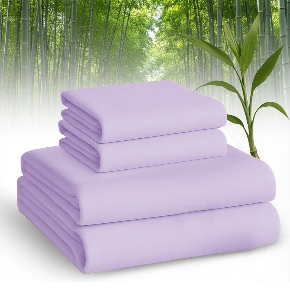 Set of Breathable Bamboo Bed Sheets Including Fitted Sheet And Pillowcases, Suitable for Children And Available in Queen And Twin Sizes. These Cooling Sheets Have Deep Pockets for Hot Sleepers And Make Excellent Gifts
