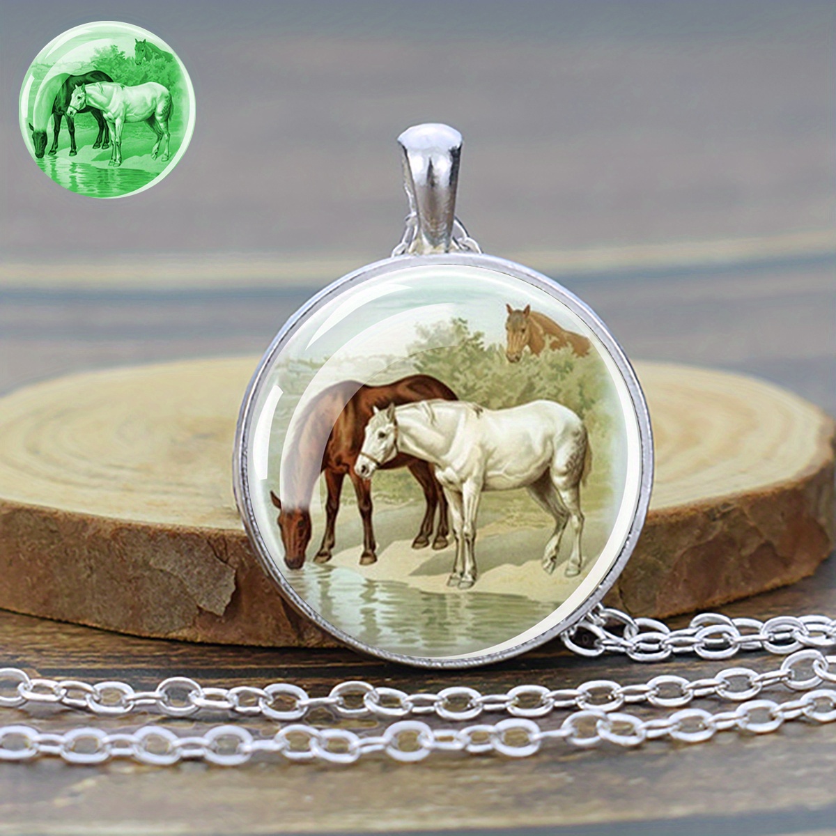 アクセサリー K18 YG ILLUSION GLASS PENDANT HORSE. 1pc luminous horse head necklace round glass pendant - Temu