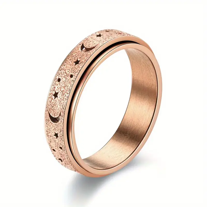 stainless steel rotating rings for women hollow star and durable everyday jewelry or gift golden plated rotating rings durable ring Product details 9