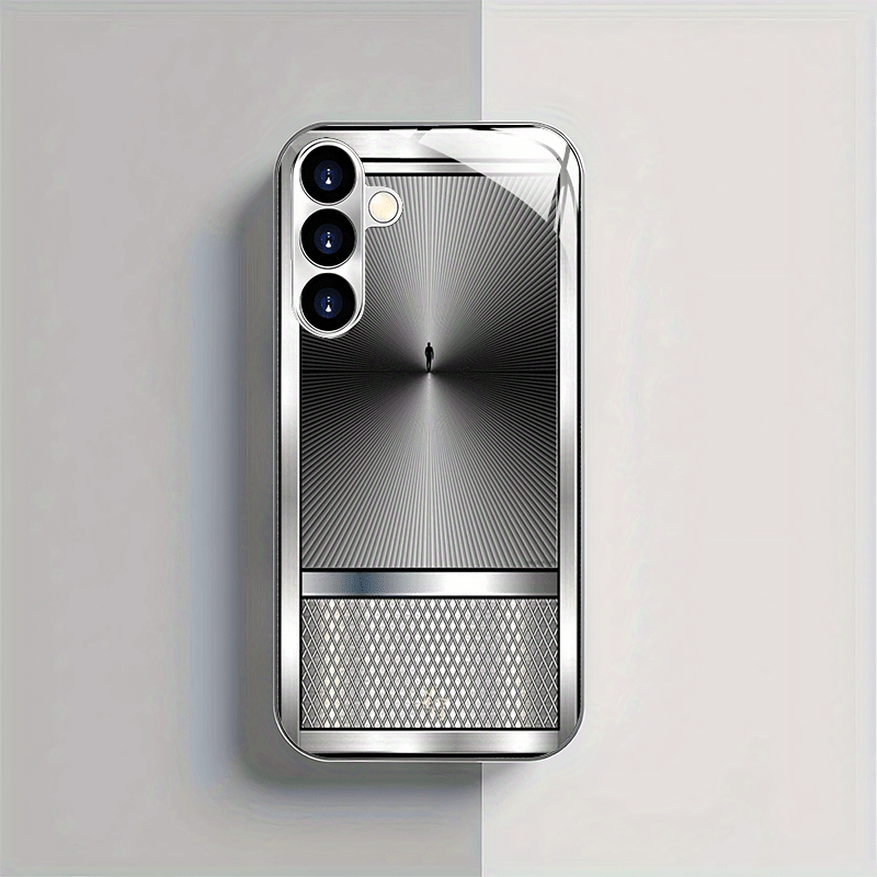 Image of Phone Case - Phone Case: Artistic Fashion Silhouette Texture Electroplated Silver Phone Case For Iphone 17/16/15/14/13/12/11/plus/pro/pro Max Air And Galaxy S25/s24 Plus/s23/s22 Ultra New High-end