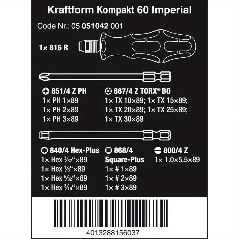 60 imperial bits assortment - heavy-duty manual screwdriver set with 60 bits ( , phillips, slotted, torx, ) - for professional & diy projects - compatible with 2.0 handle - no power required - ideal for electricians, mechanics, home , mechanic tools, precision tools, sturdy construction, tool kit, hand tool collection, Product details 2