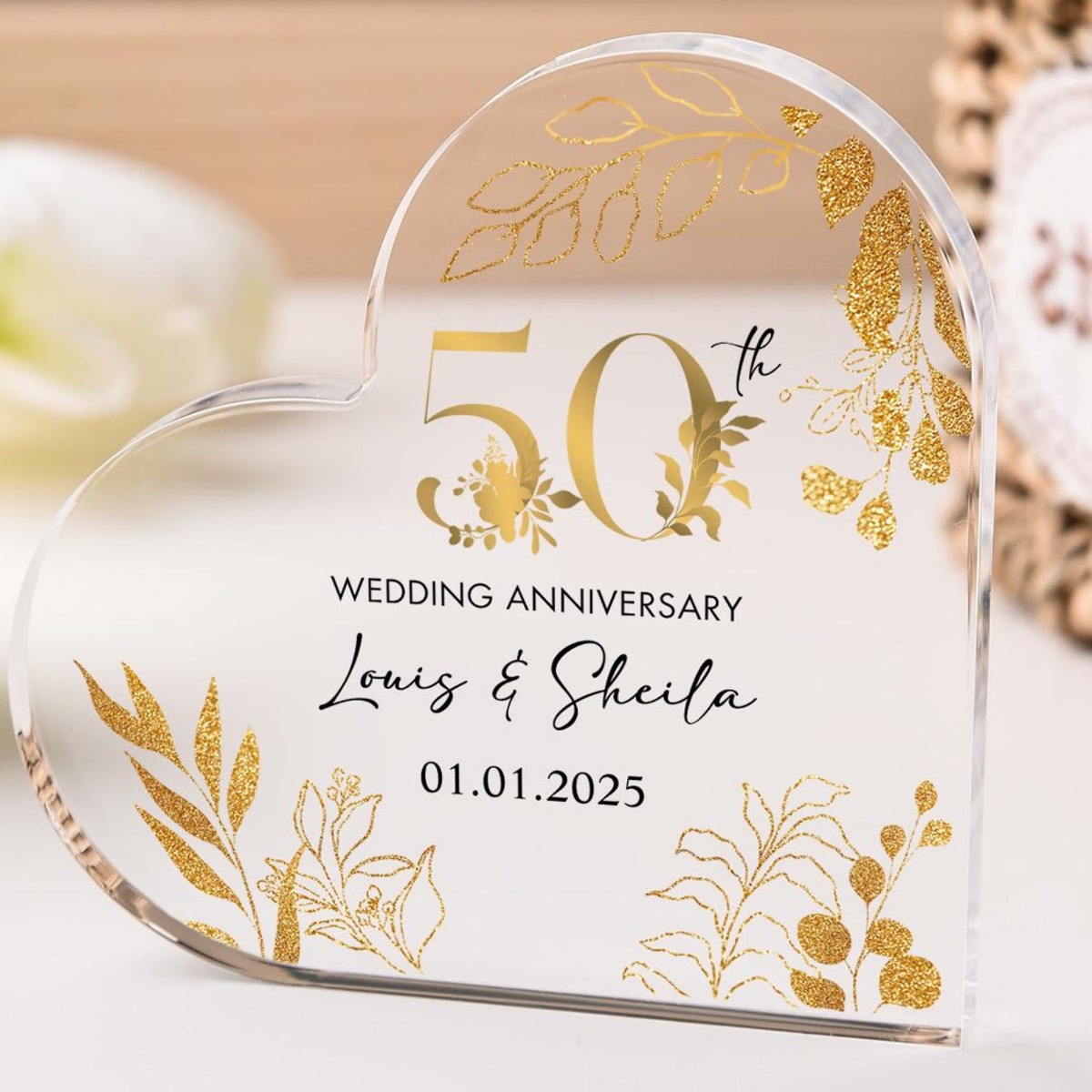 TEMU Regali personalizzati 2D per il 50簞 anniversario di matrimonio, regali per l'anniversario d'oro, regali personalizzati per il 50簞 anniversario,