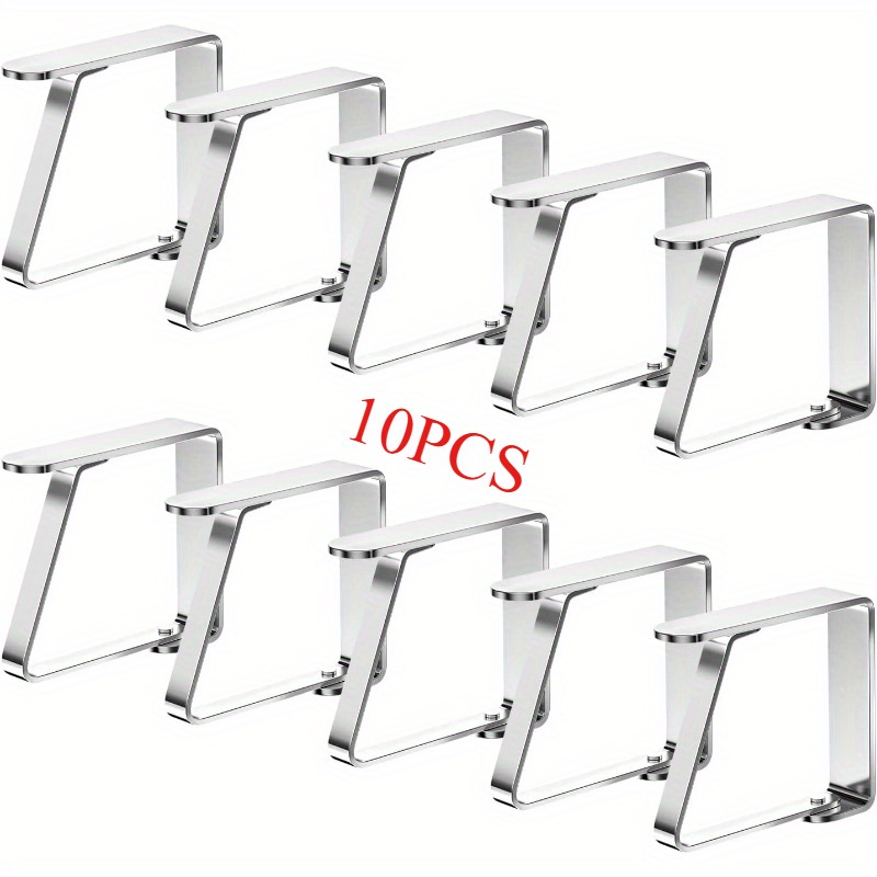 Image of 10pcs Set Of Large Tablecloth Clips Made Of Stainless Steel, Flexible And Movable Tablecloth Clips, Tablecloth Holders, Suitable For Garden Tables, Restaurants, Dining Tables
