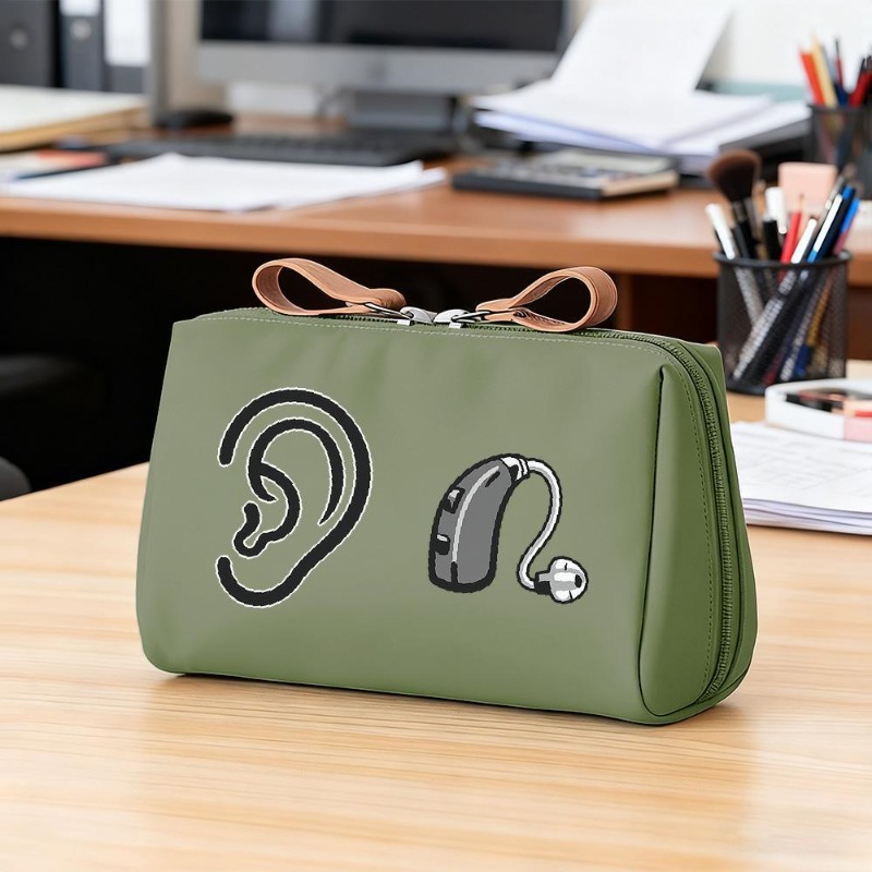 TEMU Sac dans un sac, sac de rangement pour aides auditives et écouteurs, sac de toilette organisateur en nylon avec motif , pochette à poignet à
