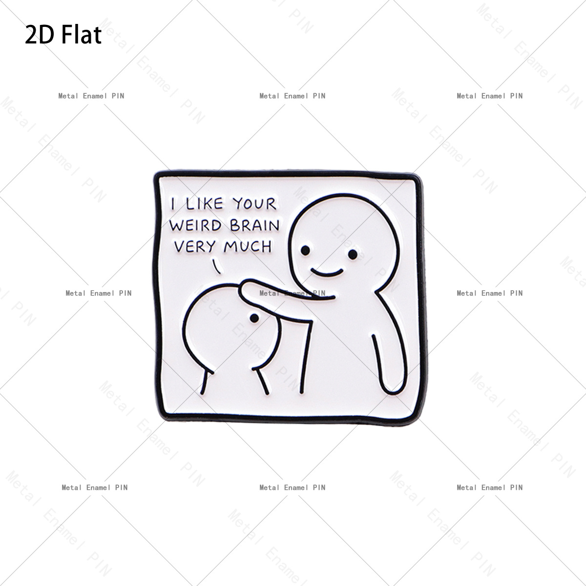TEMU 2D Flache 1-teilige "Ich mag deinen seltsamen Kopf sehr gerne" Emaille Pin, lustige Meme Brosche, süße Zitat Anstecknadel für Rucksäcke und