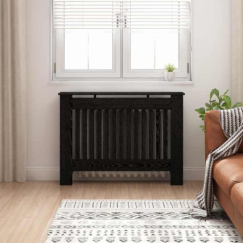 TEMU Modern Pine Wood Radiator Cover With Panel - 112x19x81.5cm Space- Heater Cover, Dust & -efficient Panel For Room Heaters, Compatible With Most