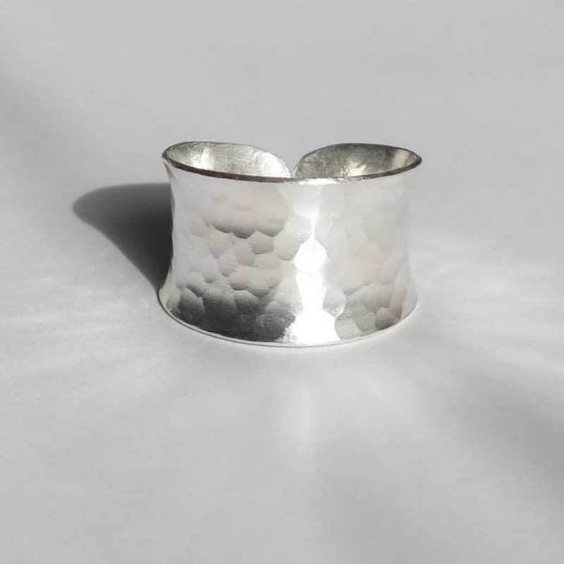 Women's Handmade Hammered Pattern Design Ring, Fashionable Gift