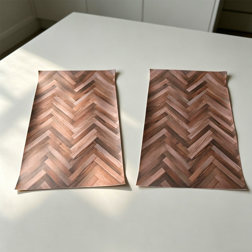 TEMU 2 Pack Dark Herringbone Printed Flat Scene Floor Sheets, Simulation Wood Grain Layout Materials For Mini Diorama Building, Dollhouse Decoration