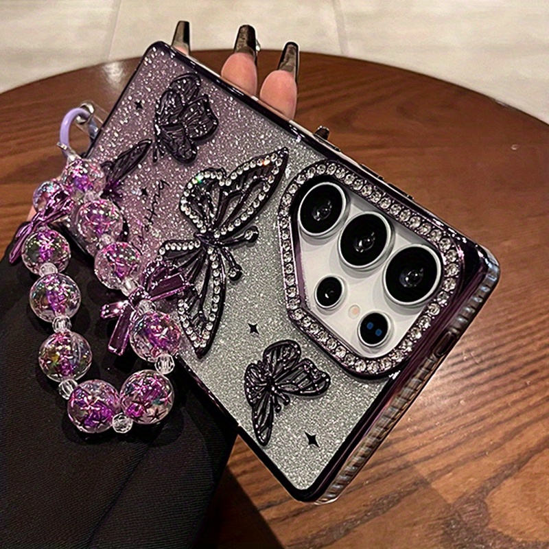 TEMU Phone Case - High-end Fashion Rhinestone Bead Body Chain For Galaxy S25 Ultra/s26 Ultra Phone Case S24 Plus/s26 Anti-fall Cover S23u Women's