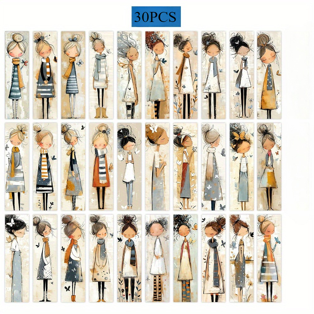 TEMU A Set Of 30 Exquisite Bookmarks Featuring Girl Designs, Vintage And Minimalist Styles For Girls, Along With Abstract Girl Bookmarks. Each