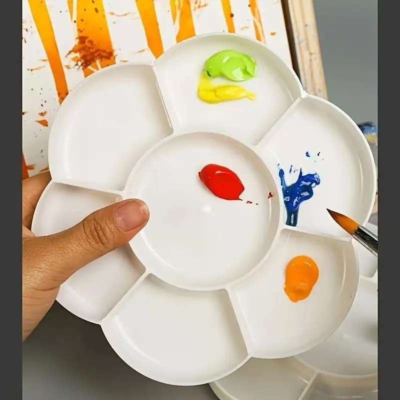 

Flower-shaped Plastic With Large Capacity – Multi-section Paint Tray For Mixing Colors, Ideal For Artistic , |artistic Tool|multisection Palette, Painting Art Supplies