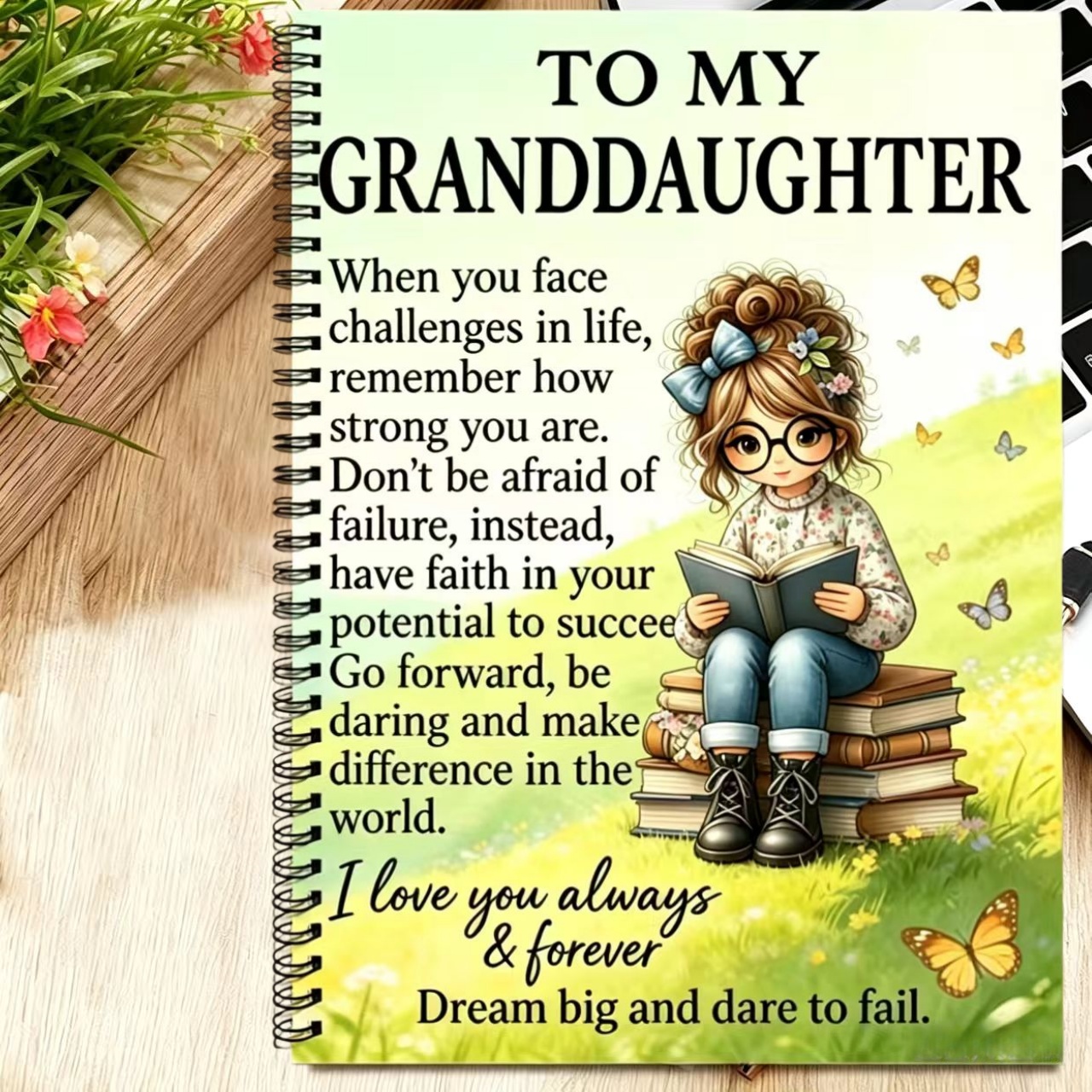 TEMU Granddaughter Spiral Notebook - Elegant Diary, Suitable For Office, School, Family Keepsakes, High-quality Paper, Stylish Cover Design, Family