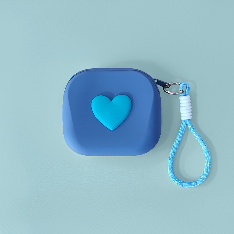 TEMU Bolsa pequeña cuadrada con forma de para guardar auriculares, bolsa de silicona portátil para tarjetas, llaves, monedas, adecuada para diario,
