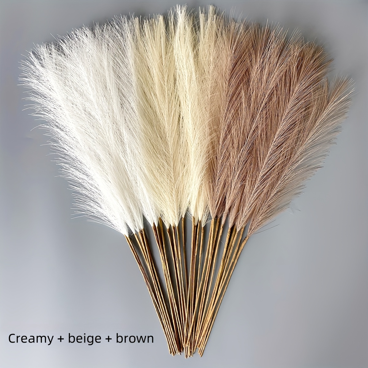 18 dekoracji z trawy pampas |   6 + beige 6 + brown 6 trójkolorowa kombinacja | wysoka symulacja puchkowej konsystencji sztuczne rośliny | bohemianska dekoracja domu | idealne do wykładek w wase | centralny element na biurko | światęczność właścznią / na wieczor / do komnaty |