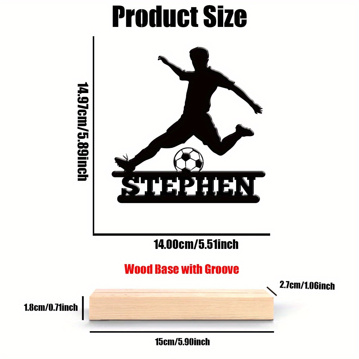 TEMU 1pc Custom Metal Football Player Silhouette Statue With "stephen" Nameplate - -themed Desktop Decor For Home, Office, Hotel, Cafe, Club - Ideal