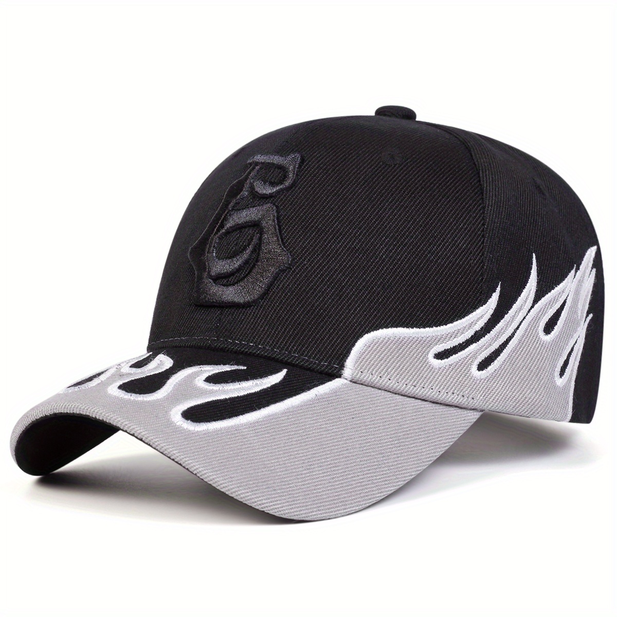 TEMU 1 Gorra de béisbol bordada con llama número 6 para hombre, sombrero casual de moda ajustable para exteriores, adecuado para viajes de y otoño,