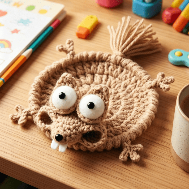 handmade crocheted squirrel coasters table protectors suitable for parties prank gifts heat resistant suitable for family dinners desk decor holiday table setting crochet mats for decoration fun gift