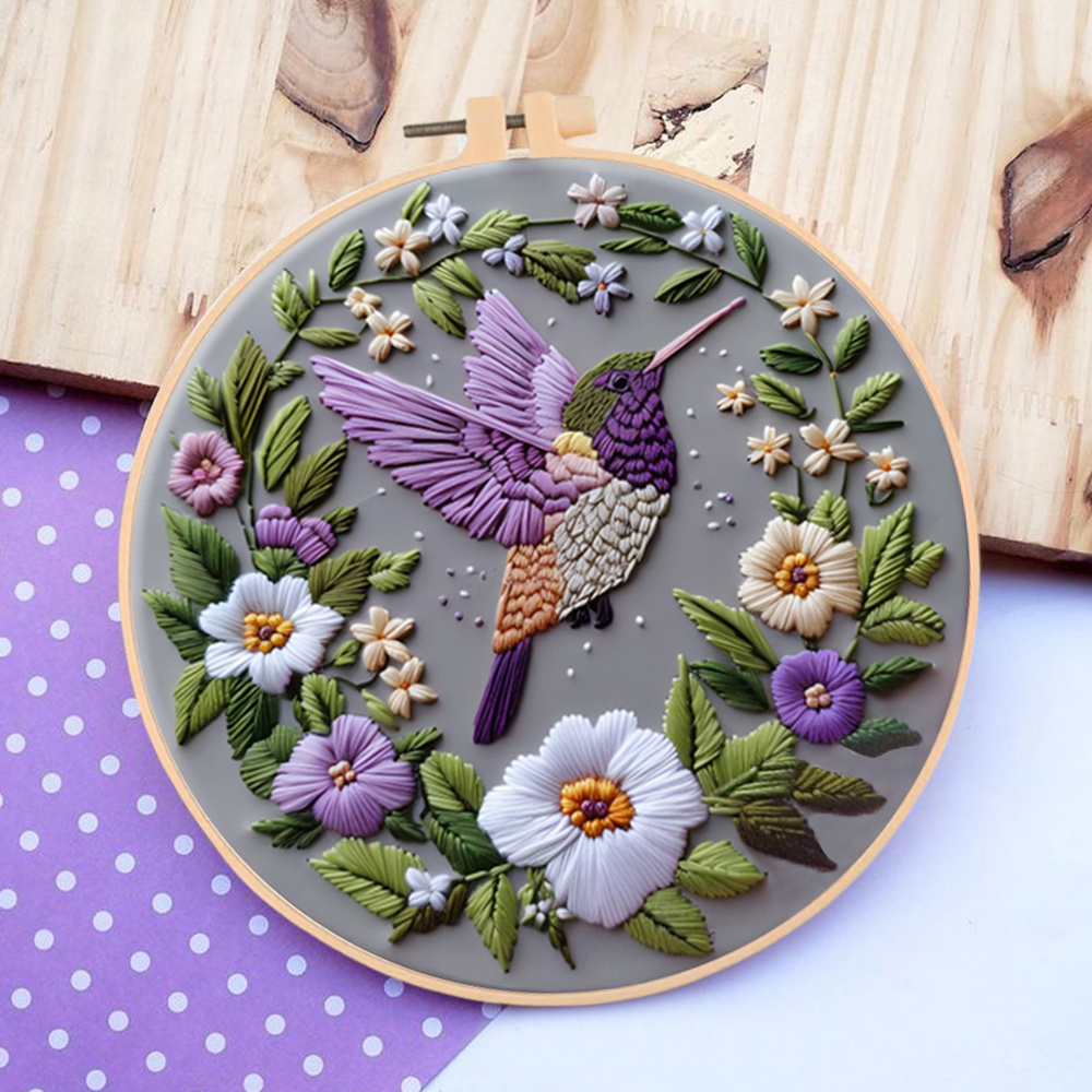 

Complete Embroidery Kit With Bird & Floral Designs, , Needles - Diy Handmade Craft Supplies