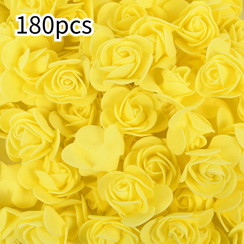 TEMU 180pcs Pe Artificial Foam Rose Flower Heads, Assorted Colors, Wedding Handmade Decorative Fake Flower Heads, Diy Scene Arrangement Artificial