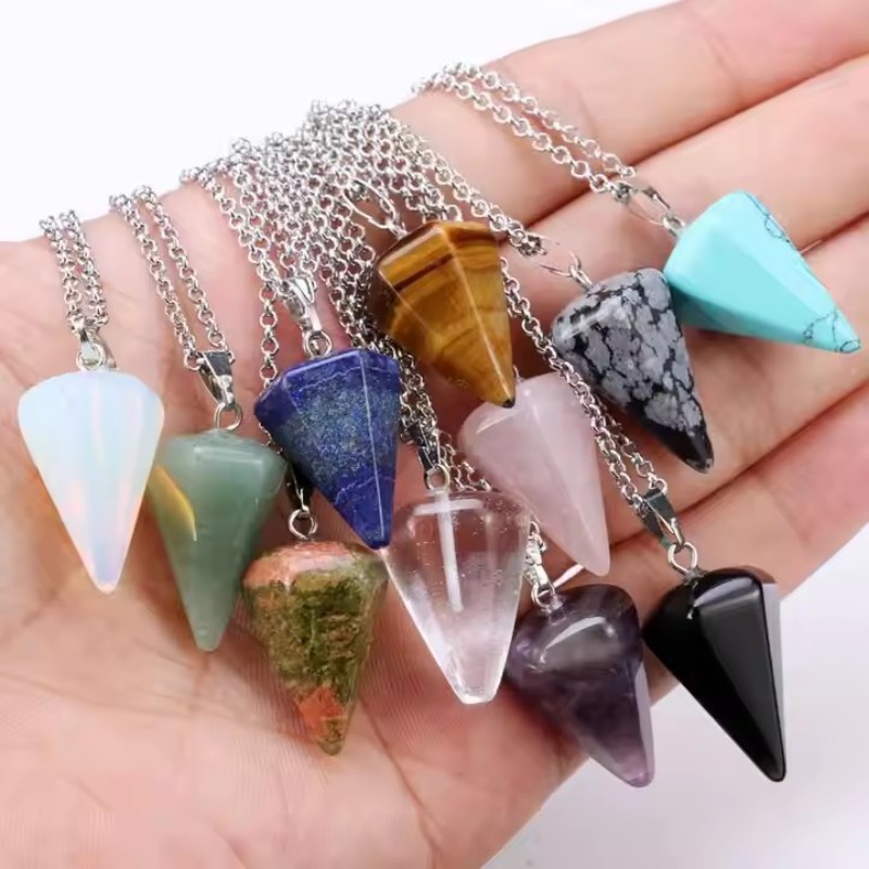 TEMU Juego de 10 colgantes espirituales de cuarzo de hexagonal natural, que 5 colgantes con 5 collares, para regalar