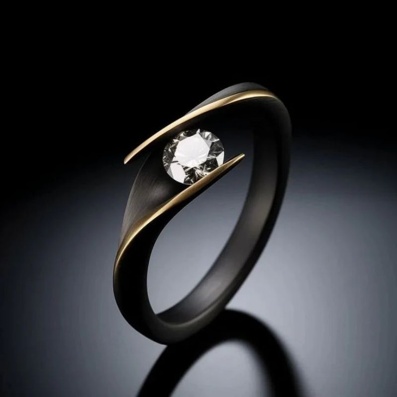 TEMU Bague en alliage de plaqué noir avec verre incrusté, bijou bohème rétro, accessoire pour quotidiens, anniversaires et cadeaux de fêtes
