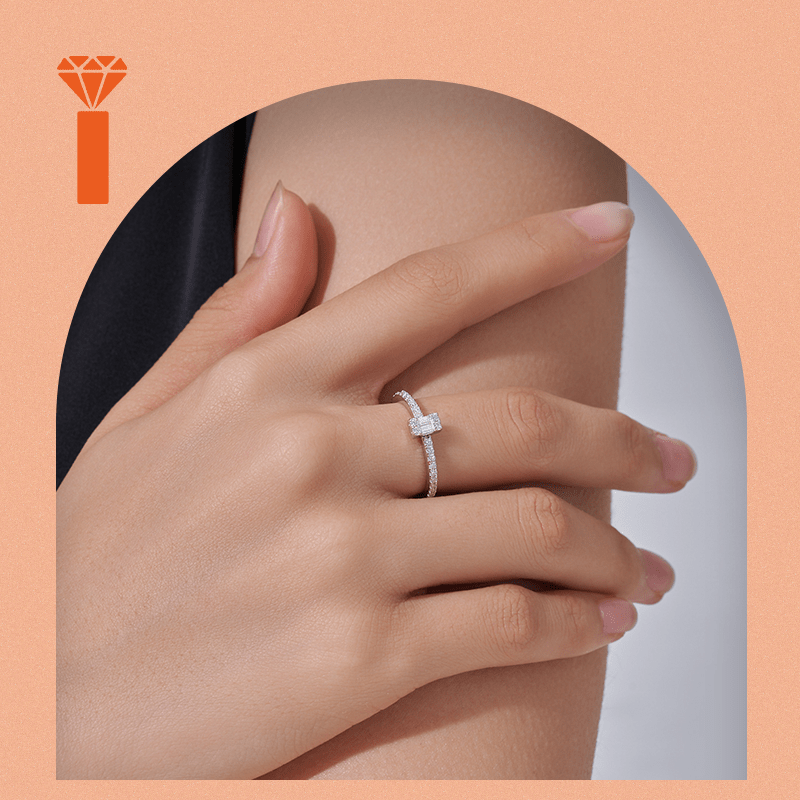 Women's 925 Moissanite Stacked Ring, Exquisite Half-Set Design
