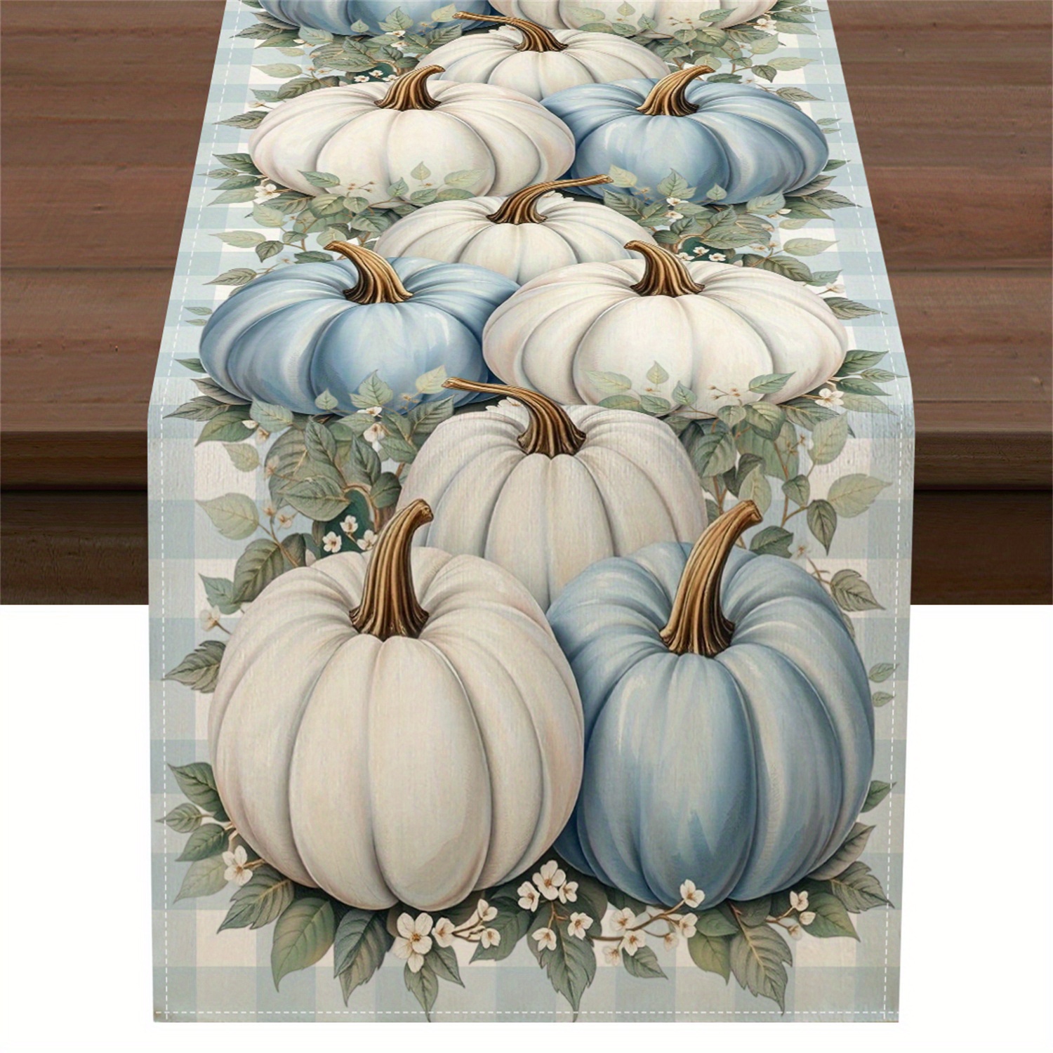 TEMU A Single Buffalo Check Pumpkin Floral Leaf Table Runner For Autumn, Perfect For Thanksgiving Kitchen Dining Table Parties