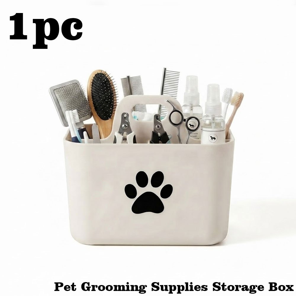 TEMU 3-slot Pet Grooming Supply Basket - Large Capacity 3-slot Organizer With Handle, Suitable For Area, Bathroom Countertop, Or Pet ; Goodbye To