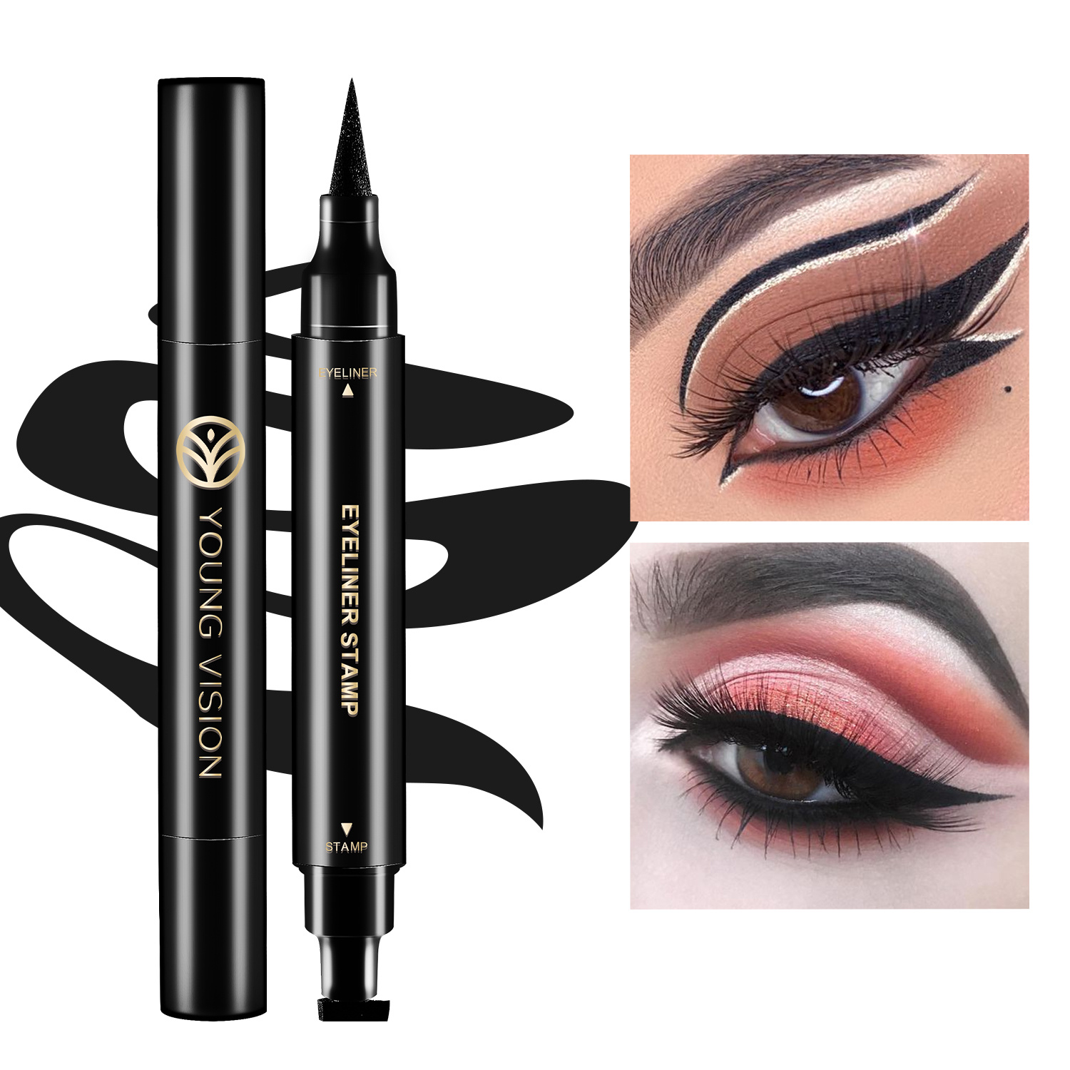 4 kom./6 kom. Gotički Cosplay Makeup Set - Višebojne Sjenke za Oči, Eyeliner Stamp, Puder, Crni Ruž i Glitter za zabave, Noć vještica, Cosplay izgled