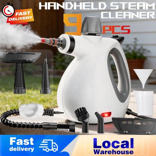 handheld steam cleaner high pressure portable steamer large capacity for cleaning tile grout couch carpet windows bathrooms upholstery car detailing home use 9pcs additions