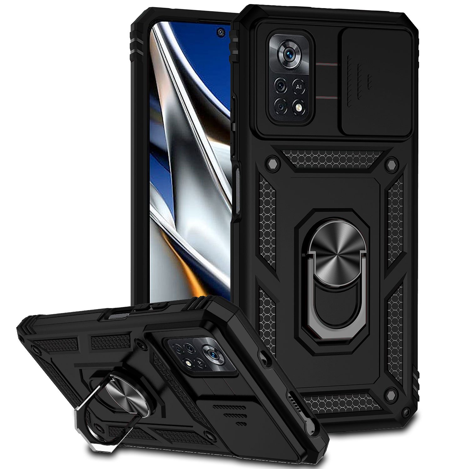 TEMU Phone Case: For Galaxy A03s Us Version Case Cover Armor Shield Magnetic Kickstand + Slide Cover Shockproof Hybrid Case, Anti-scratch Back Cover