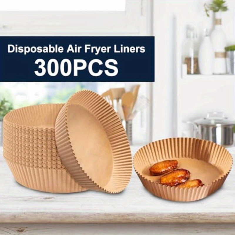 300pcs 7 9 inch round air fryer baking paper liners non stick parchment sheets heat resistant up to 428 f compatible with 5 8  fryers microwaves ovens frying pans individually wrapped for   safe for pizza   fried foods disposable natural wood   Product details 4