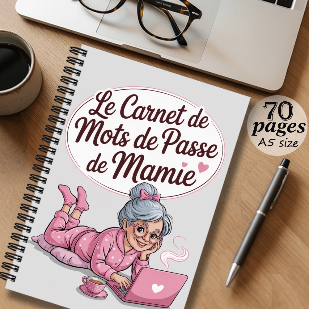 TEMU 1pc 5.71 X 8.27 Inch Password Notebook: French Spiral Binding Design, Cute Pink "grandma" Themed Password Logbook, Suitable For Home/office Use,
