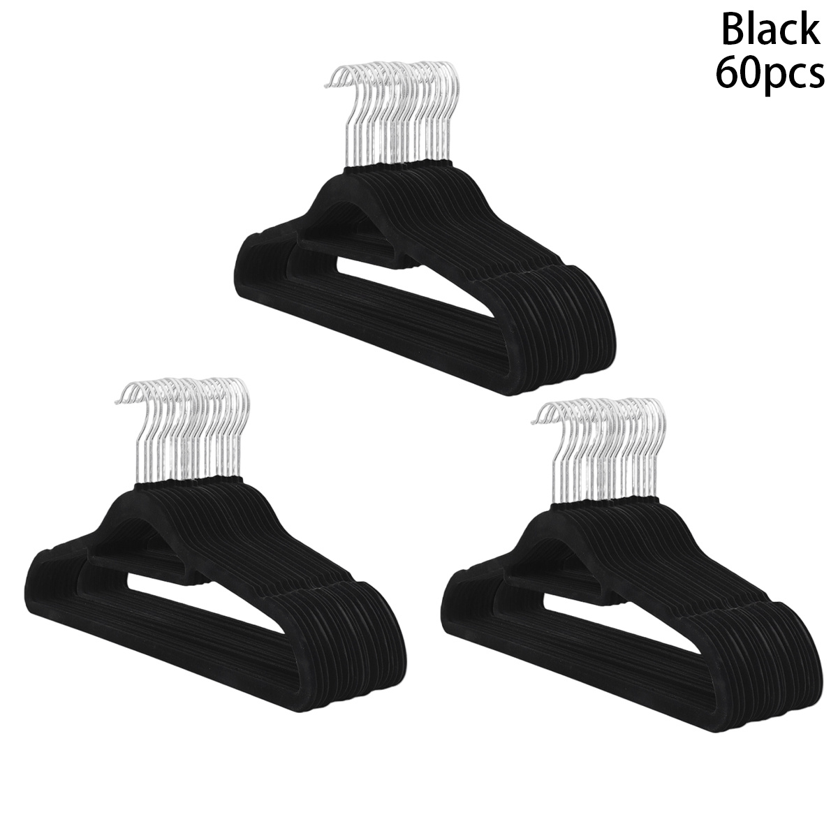 Image of Soft Surface Hanger, Non-slip Lightweight Fleece Hanger, Strong And Long-lasting Heavy Coat And Suit Hanger, Reliable Hanger, Space- For Closets ( In Packs Of 20/60, In Black And White)