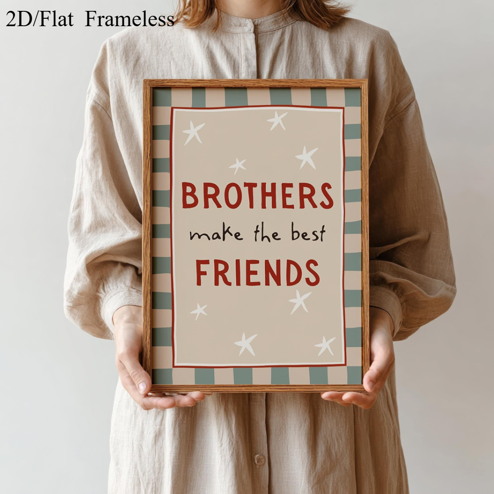 TEMU 2d Flat, 1pc Frameless Minimalist Brothers Poster - -themed Wall Art Suitable For Room Decor,, Bedroom, Decoration Gift For, Christmas,
