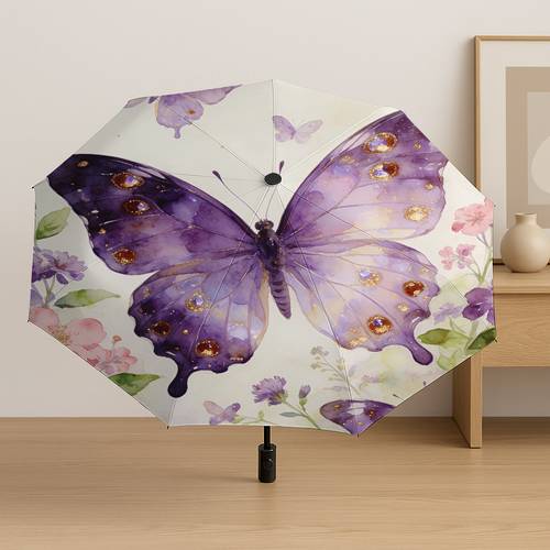 item picture 1 purple all folding umbrella light luxury automatic open close portable travel umbrella 8 sturdy and durable ribs suitable for elegant commuting reinforced and lightweight for daily use gilded artistic
